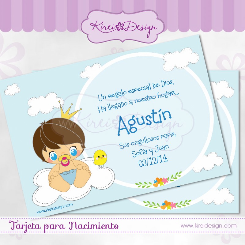 tarjeta nacimiento mod nube ni 241 os kireidesign tarjetas de nacimiento de bebe
