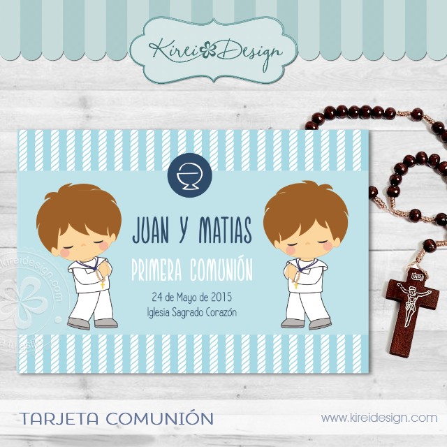 Estampitas de Comunión para mellizos – KireiDesign Estampitas de Comunión para mellizos – KireiDesign