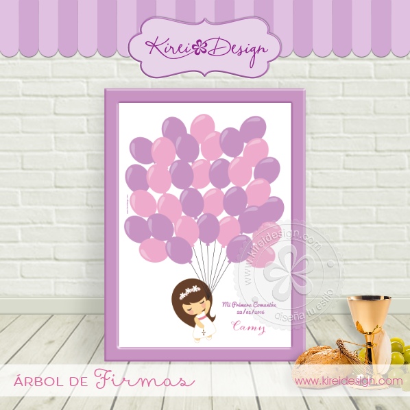 Árbol de firmas (Mod. Globos – Niña) – KireiDesign Árbol de firmas (Mod. Globos – Niña) – KireiDesign